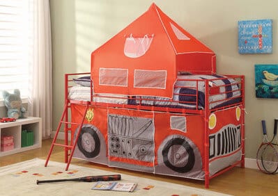 fire station playhouse loft bed for kids