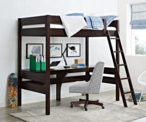 Dorel Living Harlan Loft Bed with Desk, Twin, Espresso