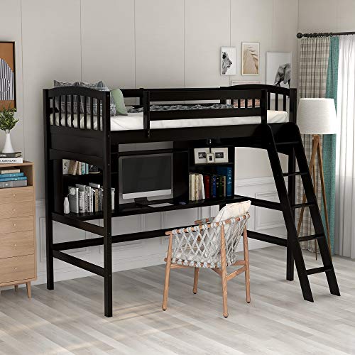 loft bed with shelves and desk