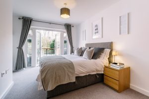 bed with storage cabinets